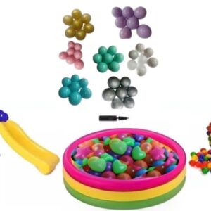 Piscina Inflable 114cm + 200 Pelotas + Inflador + 1 Rodadero Niños