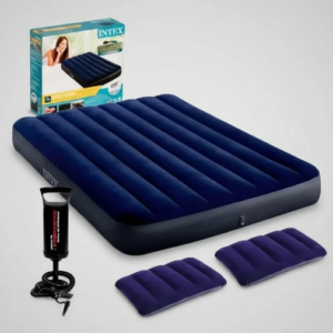 Colchón Inflable Queen Mas Bomba Mas 2 Almohadas Intex Azul