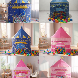 👑🚀 Carpa Castillo Cohete PRÍNCIPE - PRINCESA + 50 Pelotas 🎈✨  🌈🏰