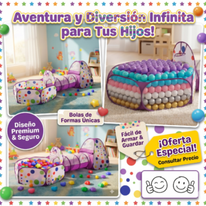 💜🎪 Carpa Cubo 3 en 1 Morada + 50 Pelotas 🎈✨  🌈👧👦