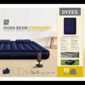 Colchón Inflable Queen Mas Bomba Mas 2 Almohadas Intex Azul