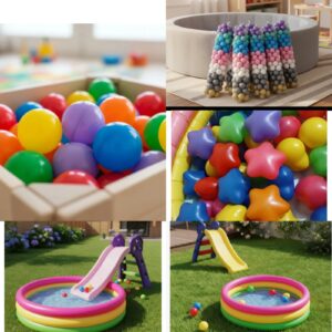 Piscina Inflable 114cm + 200 Pelotas + Inflador + 1 Rodadero