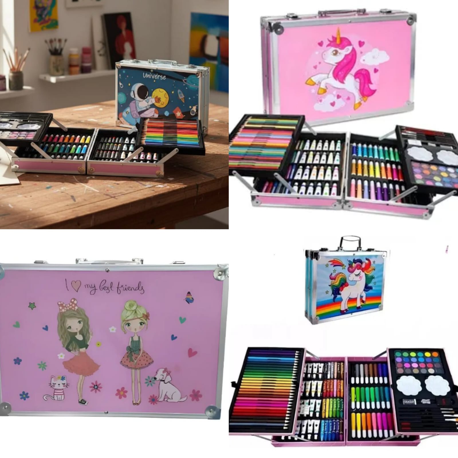 Kit Dibujo Maleta Colores Lápices Estuche Profesional 145 Piezas