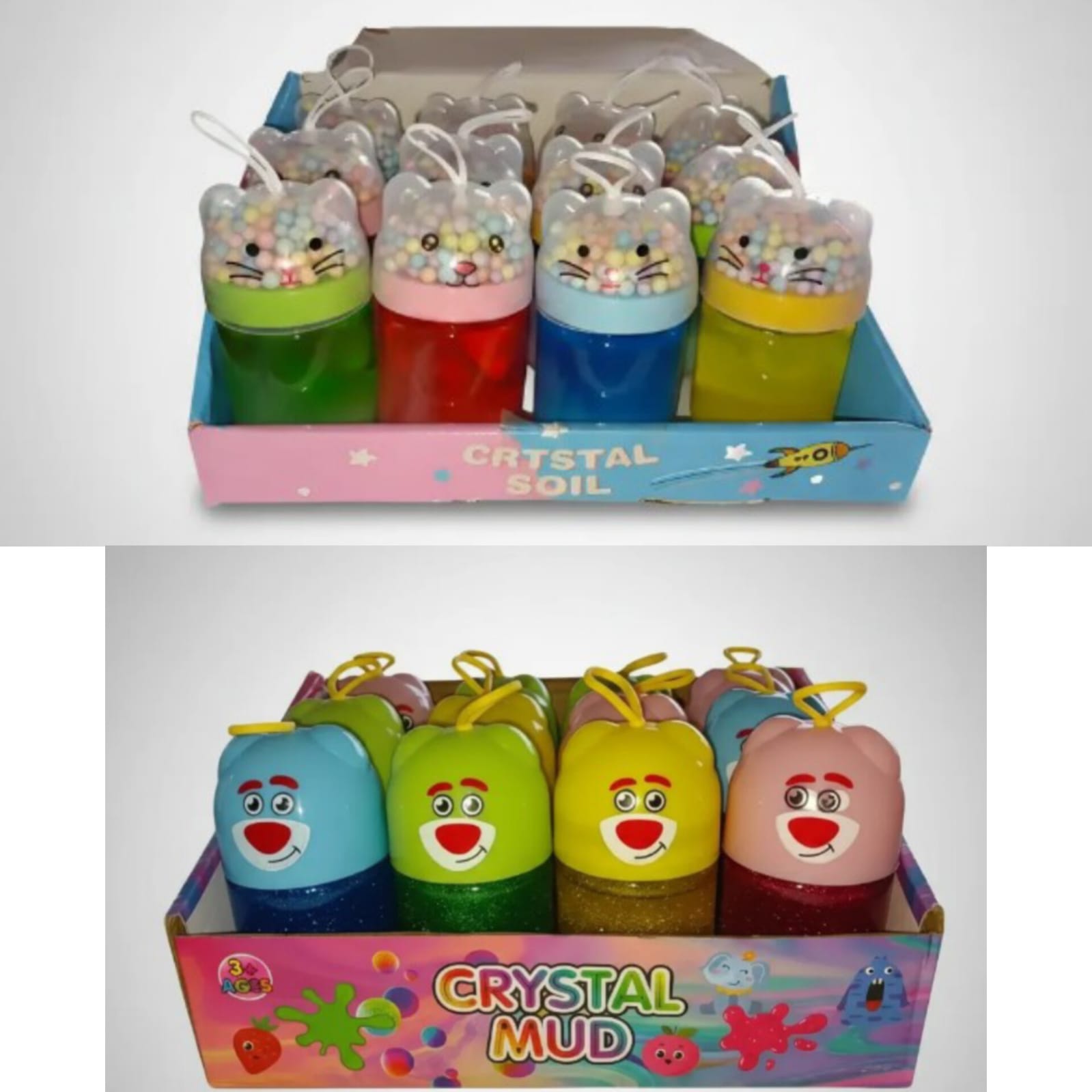 Slime x12 Para Niños Oso Estrellas Y Escarchado
