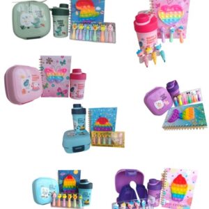 Kit Infantil Divertido Lonchera, Agenda Y Mini Resaltadores