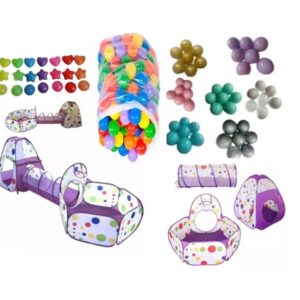 Carpa Cubo 3 En 1 Color Morada Mas 100 Pelotas