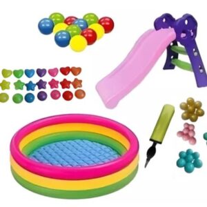 Piscina 114cm + 300 Pelotas + Inflador + 1 Deslizadero Niña