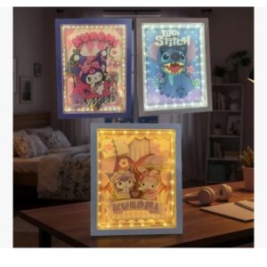 ✨🖼️ Lámpara Cuadro 3D Kuromi y Stitch 💡🌈