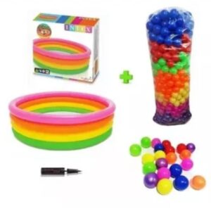 Combo Piscina Inflable 168cm + 300 Pelotas + Deslizador Niña