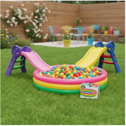 Combo Piscina Inflable 147cm + Deslizador Niño+ 300 Pelotas - Image 6