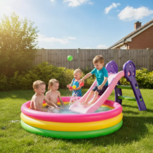Piscina Inflable 114cm + 100 Pelotas + Inflador + 1 Rodadero Niña