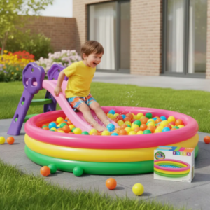 Combo Piscina Inflable 147cm + Deslizador Niña + 300 Pelotas