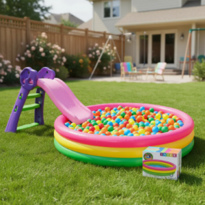 Combo Piscina Inflable 168cm + 250 Pelotas + Deslizador Niña