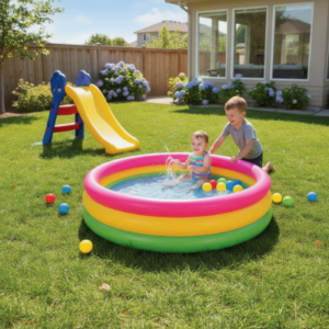 Combo Piscina Inflable 147cm + Deslizador Niño+ 100 Pelotas
