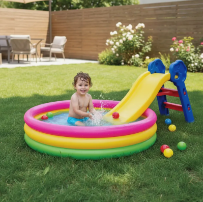 Piscina Inflable 114cm + 200 Pelotas + Inflador + 1 Rodadero Niños - Image 2