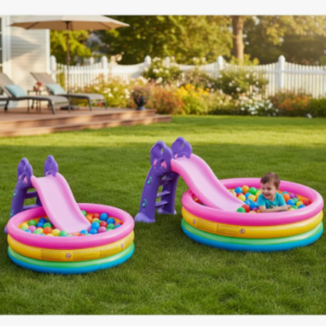 Piscina Inflable 86cm X 25cm + 100 Pelotas + 1 Rodadero Niña