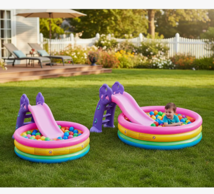 Piscina Inflable 86cm X 25cm + 100 Pelotas + 1 Rodadero Niña