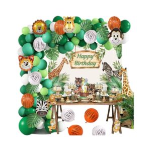Kit Decoracion Arco 87pcs Verde Animales Selva Safari