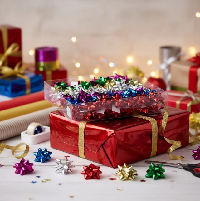 🎀✨ Moños De Estrella Metalizados Para Regalos x100 Unidades – 5 cm 🎁🌟 - Image 3