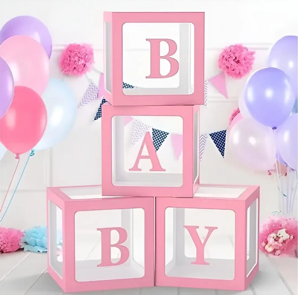 Caja Cubo Baby Decorativo Para Globos X4 Unidades - Image 2