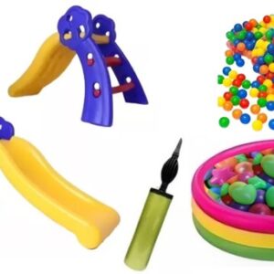 Combo Piscina Inflable 147cm + Deslizador Niños+ 200 Pelotas