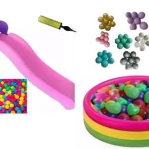 Combo Piscina Inflable 147cm + Deslizador Niña+ 100 Pelotas