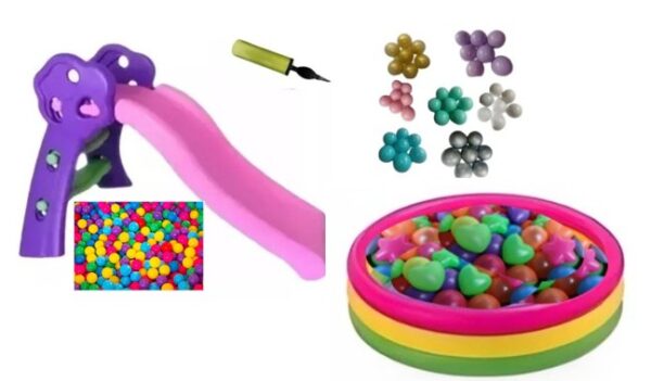 Combo Piscina Inflable 147cm + Deslizador Niña+ 100 Pelotas