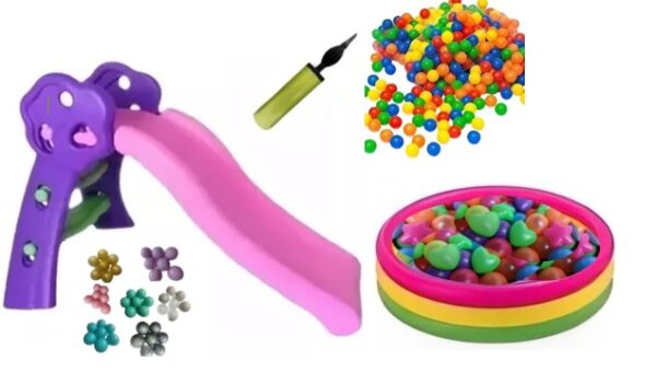 Combo Piscina Inflable 147cm + Deslizador Niña+ 200 Pelotas
