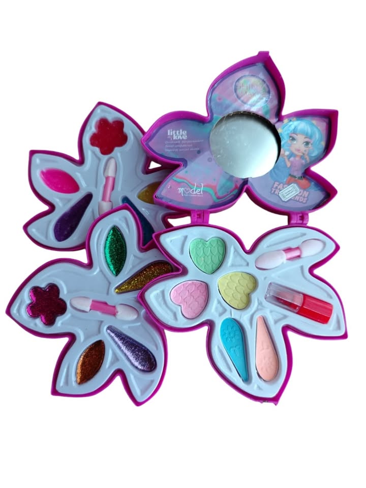 ¡Maquillaje en forma de flor para niñas Cuatro niveles llenos de color, brillo y diversión - Image 5