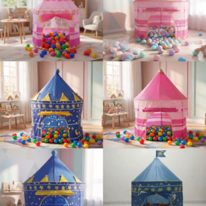 🏰✨Carpa Castillo Mágica – Diversión en Casa! +100 Pelotas 🌙💖
