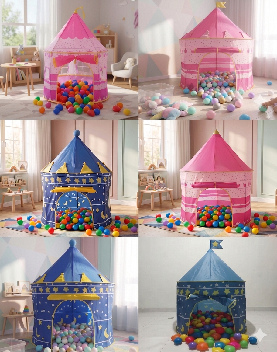 🏰✨Carpa Castillo Mágica – Diversión en Casa! +100 Pelotas 🌙💖