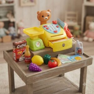 🐻💳 ¡Súper Caja Registradora Interactiva con Sonidos y Accesorios! 🍓🎶