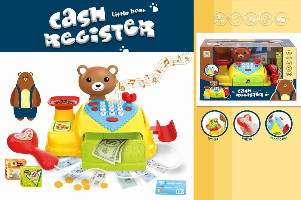 🐻💳 ¡Súper Caja Registradora Interactiva con Sonidos y Accesorios! 🍓🎶