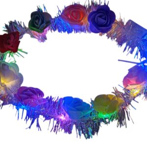 🌸💡 Corona de Luces LED con Flores Multicolor – 50 cm de Encanto 👑✨