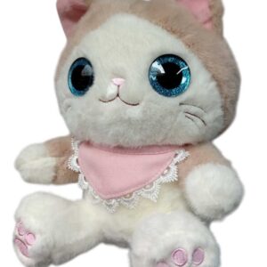 🐱 Peluche Gatita ✨ con ojazos azules, huellitas rosadas y pañuelito encantador 💖