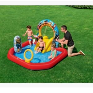 🦸‍♂️💥 Centro de Juego Inflable Avengers con Tobogán, Aspersor y Accesorios 🦸‍♂️💥