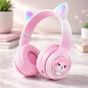 Audífonos Diadema Bluetooth Figura Gatito Akz-02