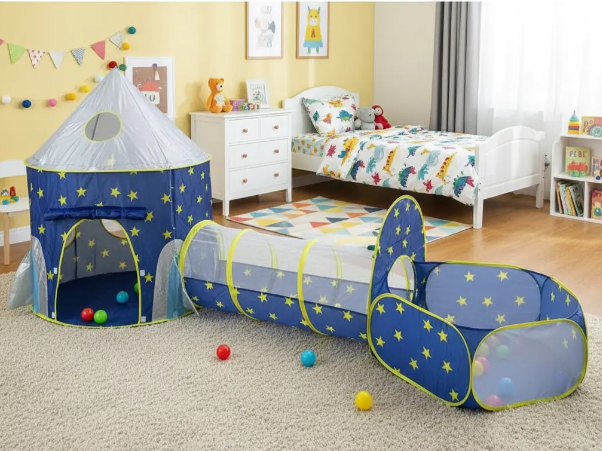 🚀🎪 Carpa Cohete 3 En 1 Infantil Rosada, Azul y Azul Espacial + 50 Pelotas 🎈✨ - Image 10