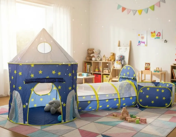 🚀🎪 Carpa Cohete 3 En 1 Infantil Rosada, Azul y Azul Espacial + 50 Pelotas 🎈✨ - Image 11