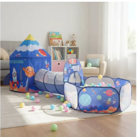 🚀🎪 Carpa Cohete 3 En 1 Infantil Rosada, Azul y Azul Espacial + 50 Pelotas 🎈✨ - Image 14