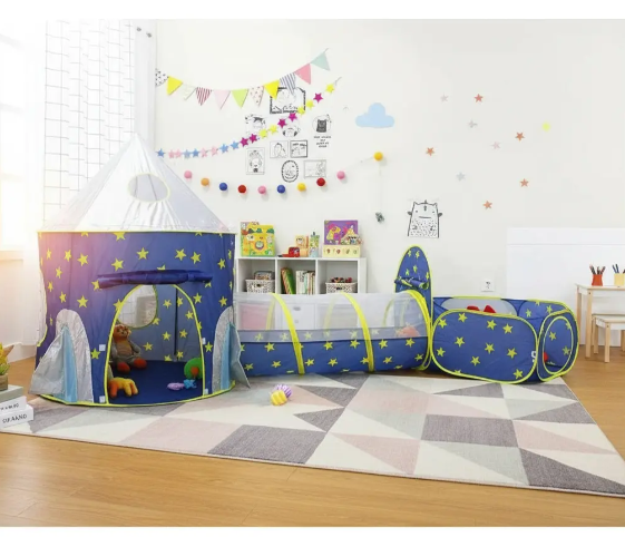 🚀🛝🎪 Carpa Cohete 3 En 1 Infantil Rosada, Azul y Azul Espacial + Rodadero + 100 Pelotas 🎈✨ - Image 13