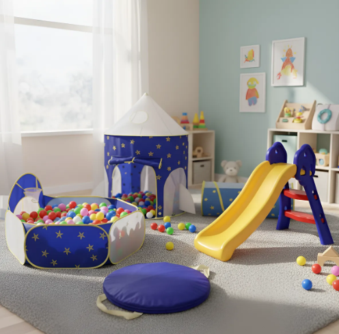 🚀🛝🎪 Carpa Cohete 3 En 1 Infantil Rosada, Azul y Azul Espacial + Rodadero + 100 Pelotas 🎈✨ - Image 12