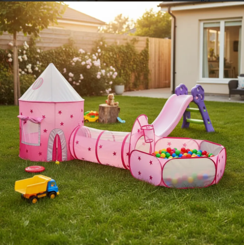 🚀🛝🎪 Carpa Cohete 3 En 1 Infantil Rosada, Azul y Azul Espacial + Rodadero + 100 Pelotas 🎈✨ - Image 14