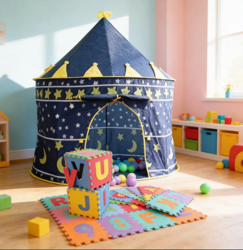 👑🎪 Carpa Castillo Infantil Niño O Niña+30 Pelotas +10 Fichas De Foamy 🌈✨ - Image 2