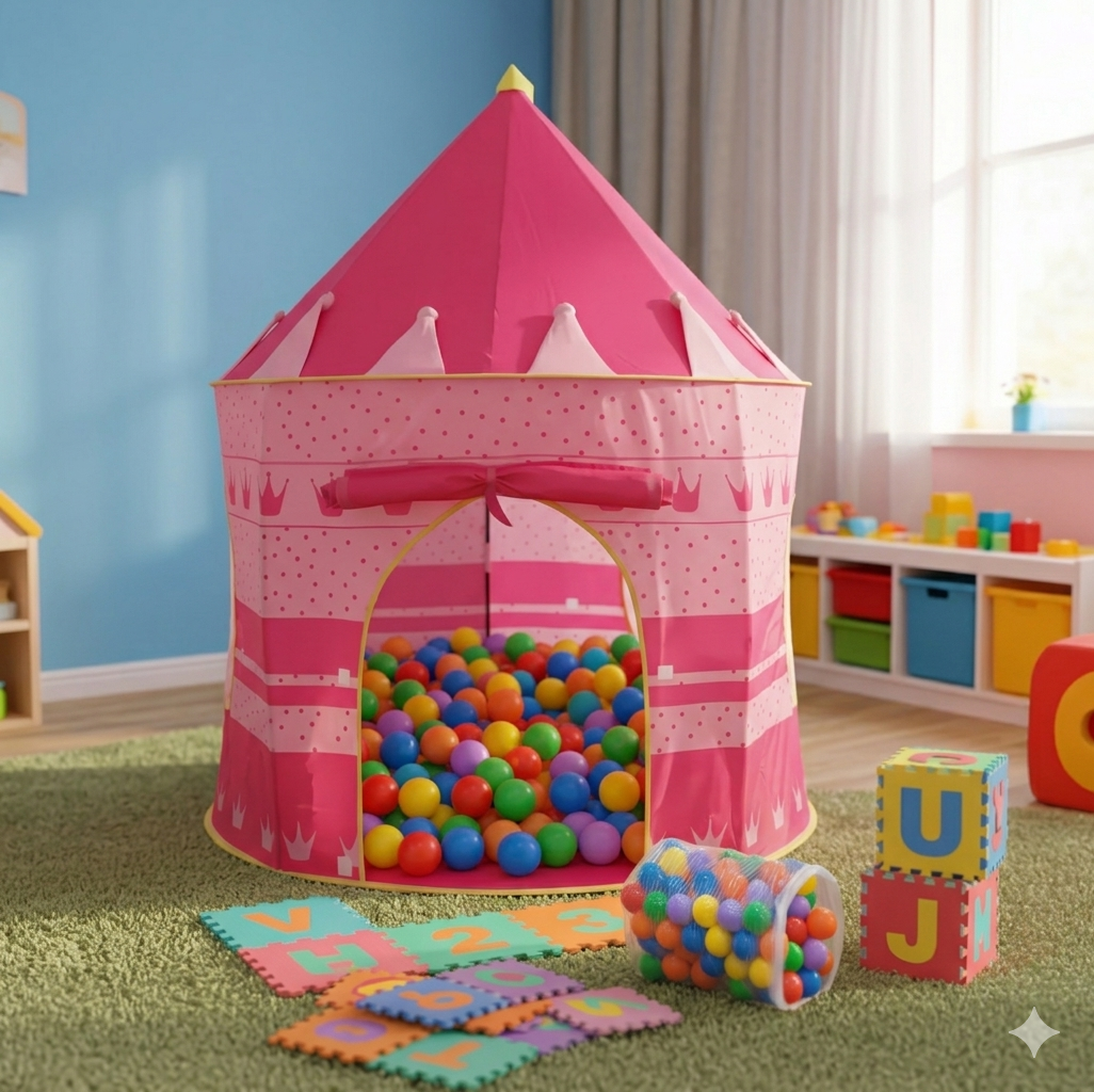 👑🎪 Carpa Castillo Infantil Niño O Niña+30 Pelotas +10 Fichas De Foamy 🌈✨ - Image 8