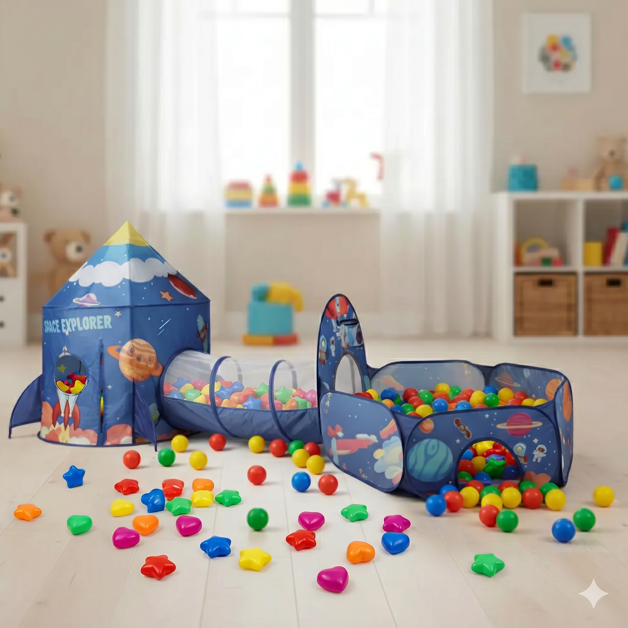 🚀🛝🎪 Carpa Cohete 3 En 1 Infantil Rosada, Azul y Azul Espacial + Rodadero + 50 Pelotas 🎈✨ - Image 20