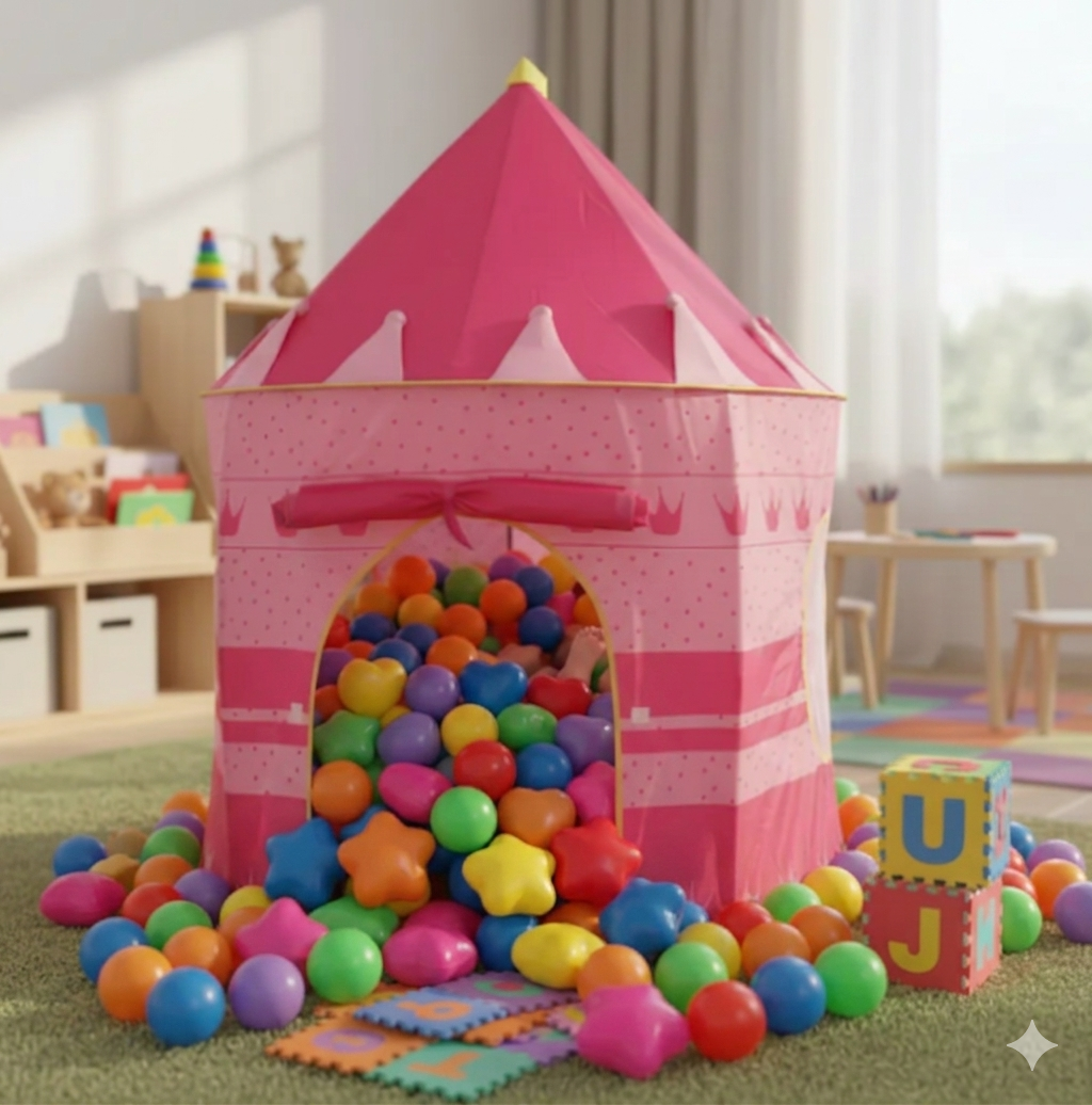 👑🎪 Carpa Castillo Infantil Niño O Niña+30 Pelotas +10 Fichas De Foamy 🌈✨ - Image 5