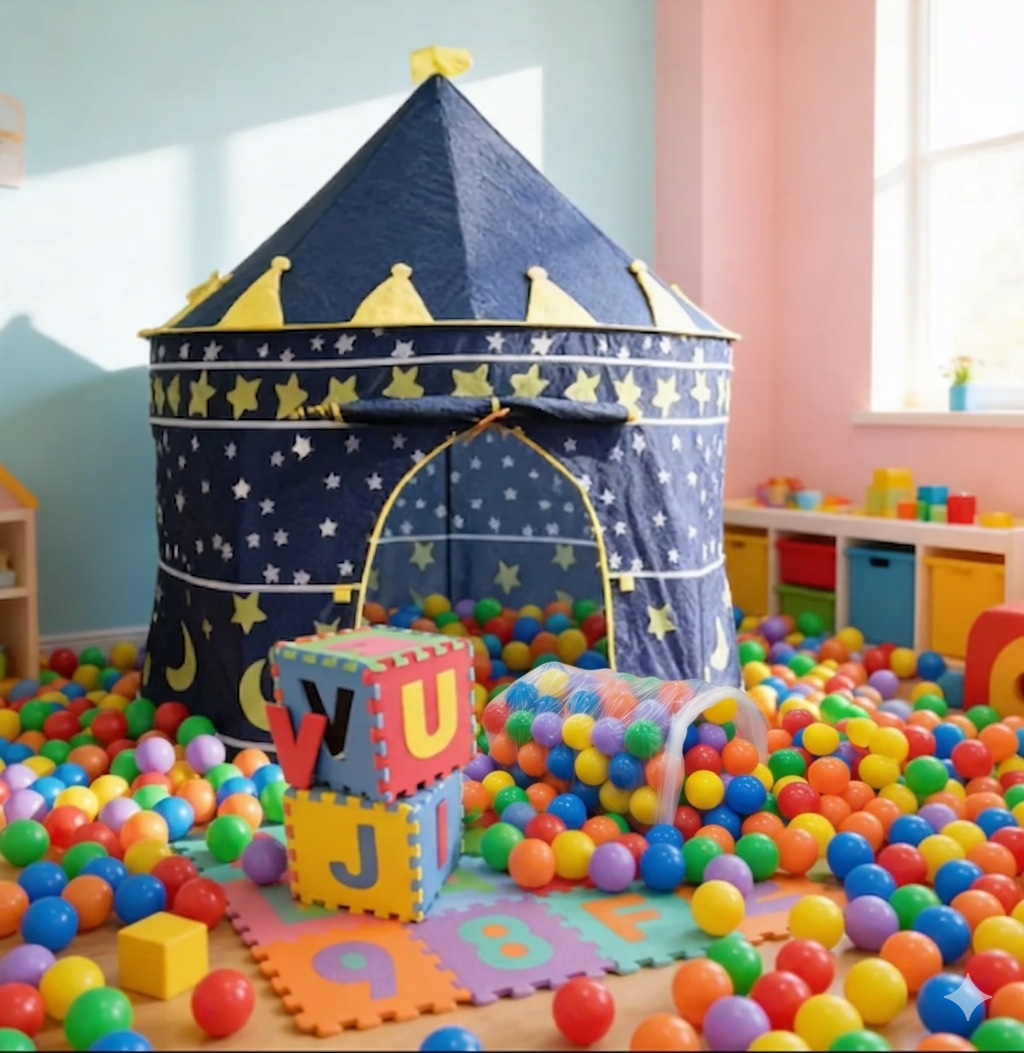 👑🎪 Carpa Castillo Infantil Niño O Niña+30 Pelotas +10 Fichas De Foamy 🌈✨ - Image 9