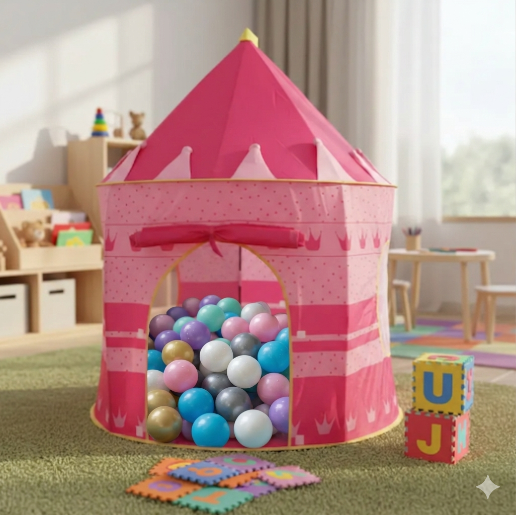 👑🎪 Carpa Castillo Infantil Niño O Niña+30 Pelotas +10 Fichas De Foamy 🌈✨ - Image 7