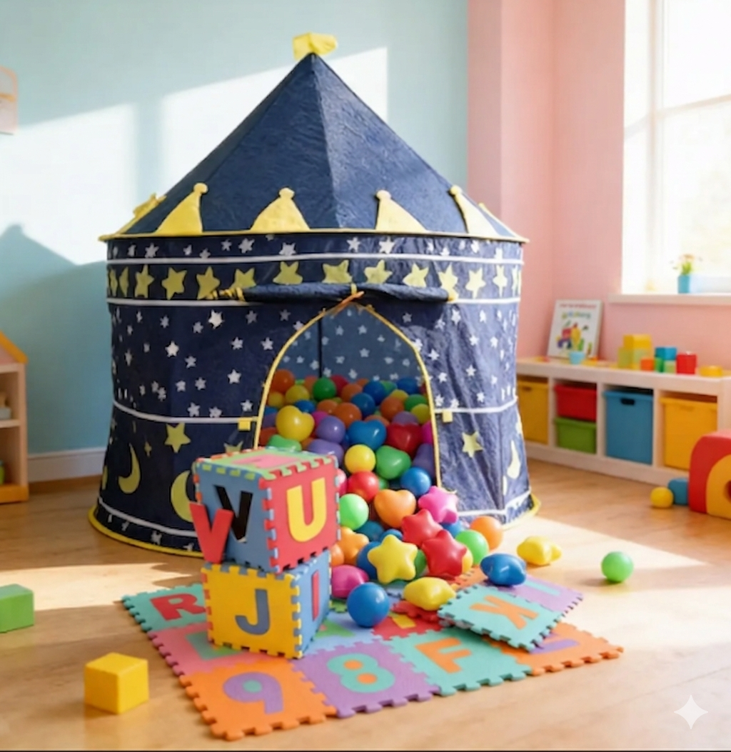 👑🎪 Carpa Castillo Infantil Niño O Niña+30 Pelotas +10 Fichas De Foamy 🌈✨ - Image 6